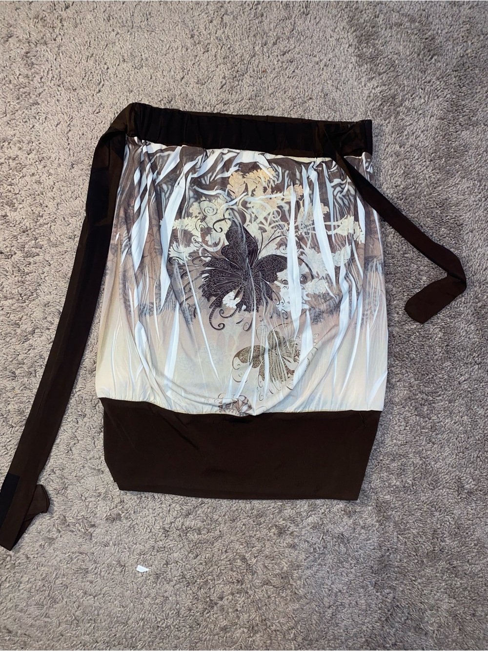 Daytrip Buckle Womens Large Strapless Tube Top Brown Butterfly Print